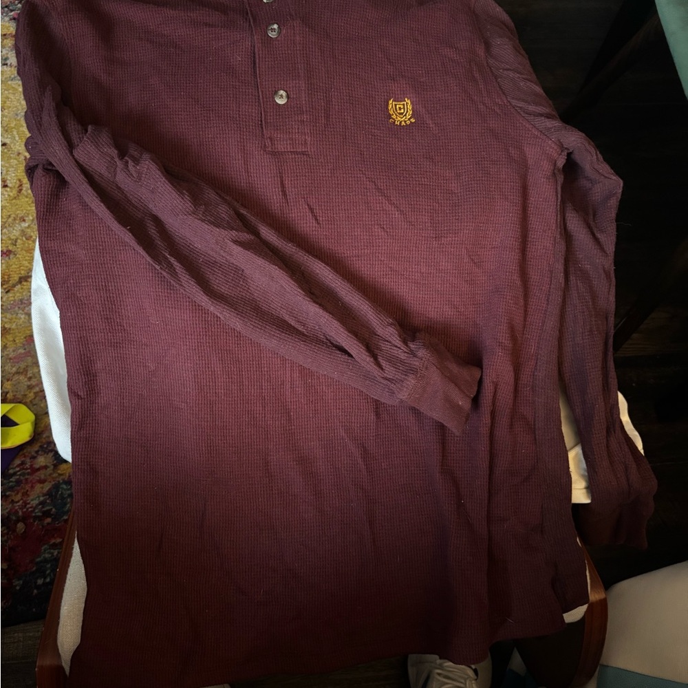 Chaps Red Long Sleeve Tee Casual Cotton Blend